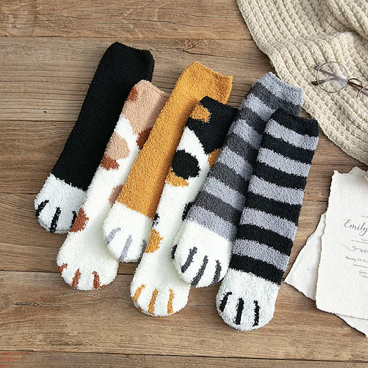 Korallensamt-Katzenkrallensocken – Verdickte Mitte