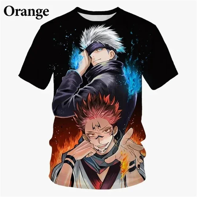 T-shirt imprimé en 3D Jujutsu Kaisen T-shirt d'été décontracté avec dessin animé