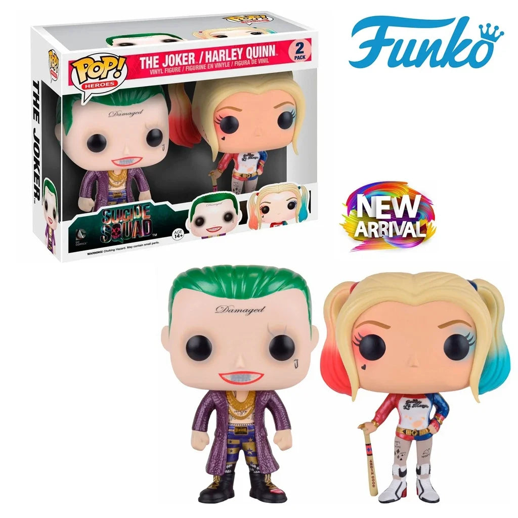 Funko Pop Heroes - Suicide Squad Joker & Harley Quinn Vinyl Figures | 2pcs Collectible Toys for Kids