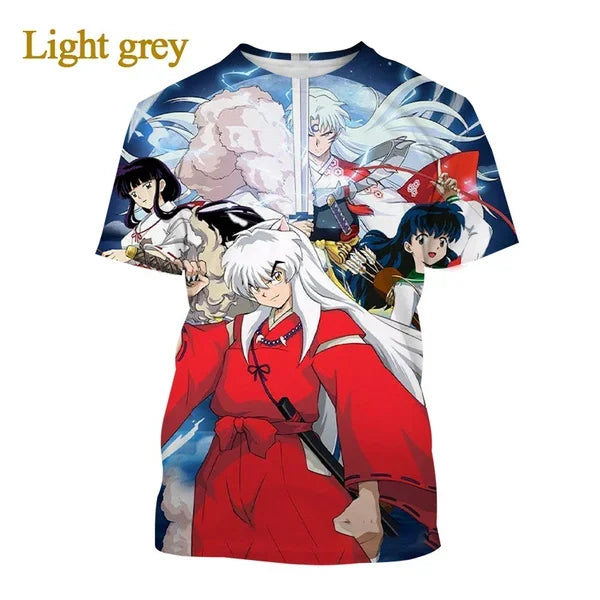 T-shirt imprimé 3D Inuyasha style anime d'été Harajuku décontracté