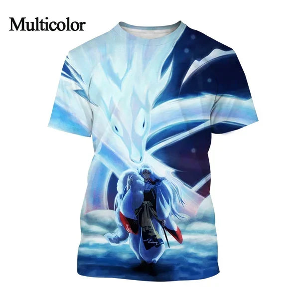T-shirt imprimé 3D Inuyasha style anime d'été Harajuku décontracté