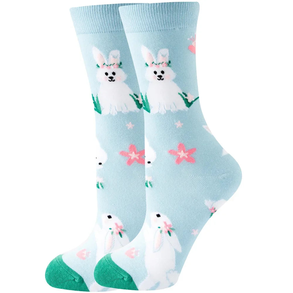 Süße Cartoon Tier & Blumen Socken – Kawaii Harajuku Mode für Herbst & Winter
