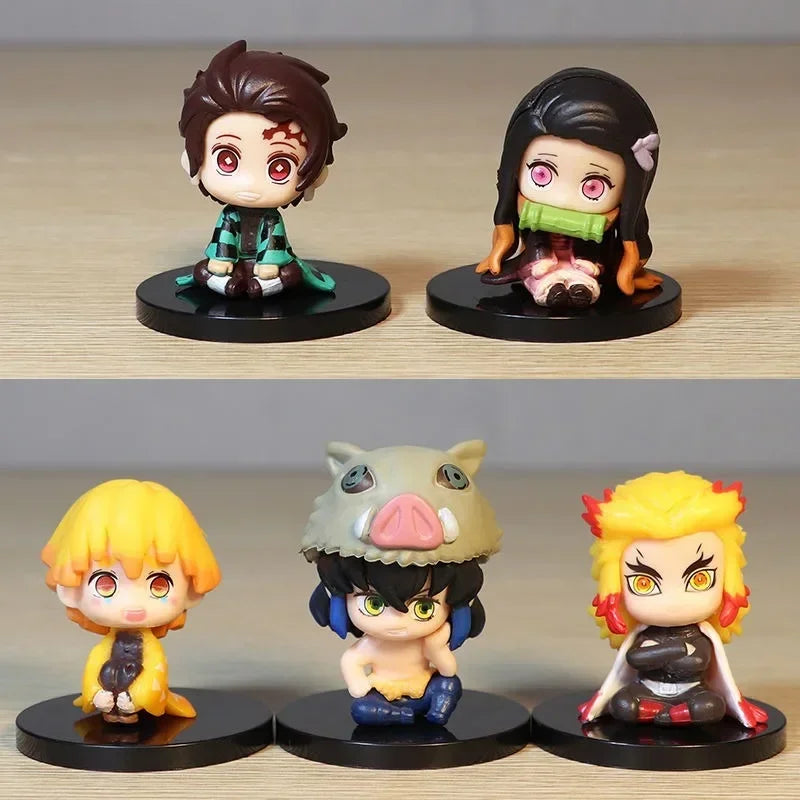 5pcs Demon Slayer Qposket Figures – Nezuko, Tanjirou, Zenitsu, Inosuke, Kyoujurou, Giyuu PVC Model Toys for Children Gift