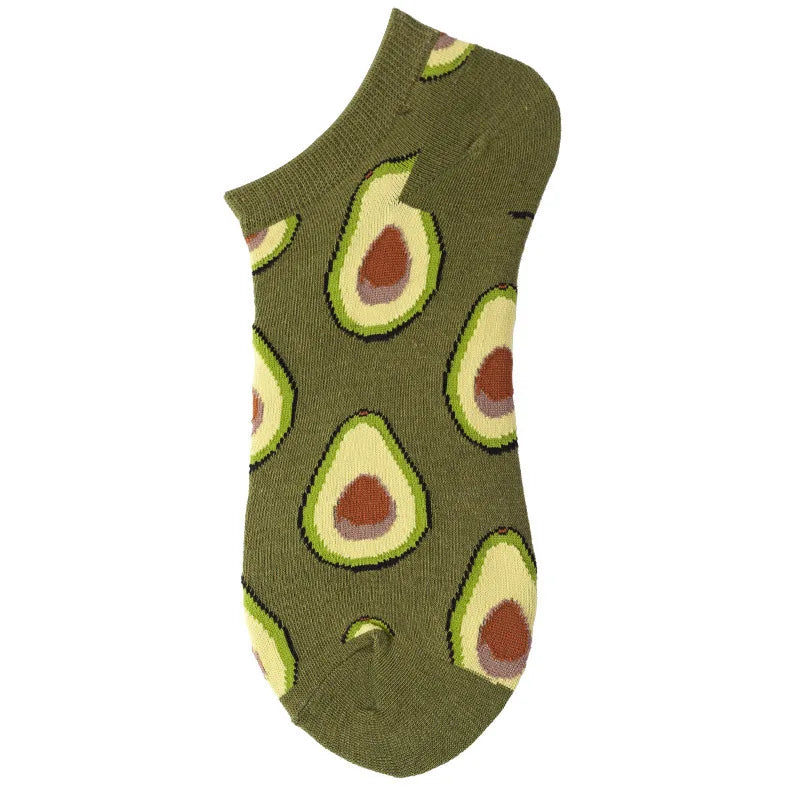 40-Style Bunte Baumwoll-Söckchen für Herren – Lustige Avocado, Tiere & Kunstdrucke