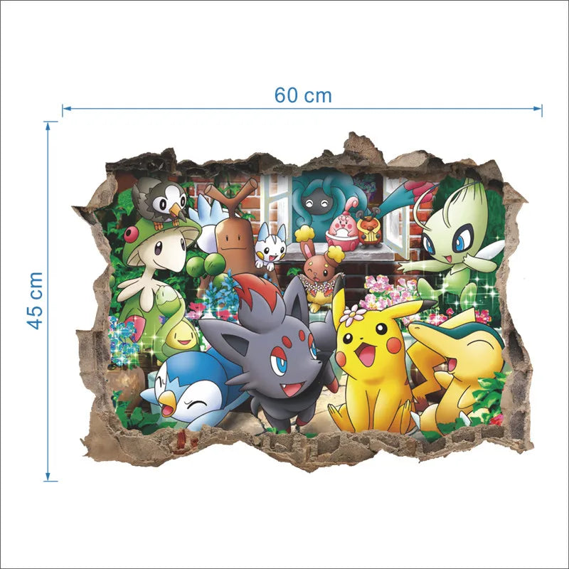 Sticker mural Pokémon Pikachu pour enfants Décoration murale Affiches
