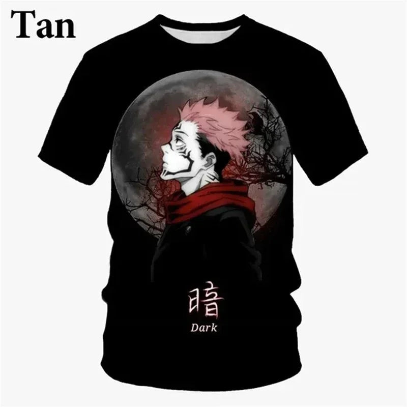 T-shirt imprimé en 3D Jujutsu Kaisen T-shirt d'été décontracté avec dessin animé