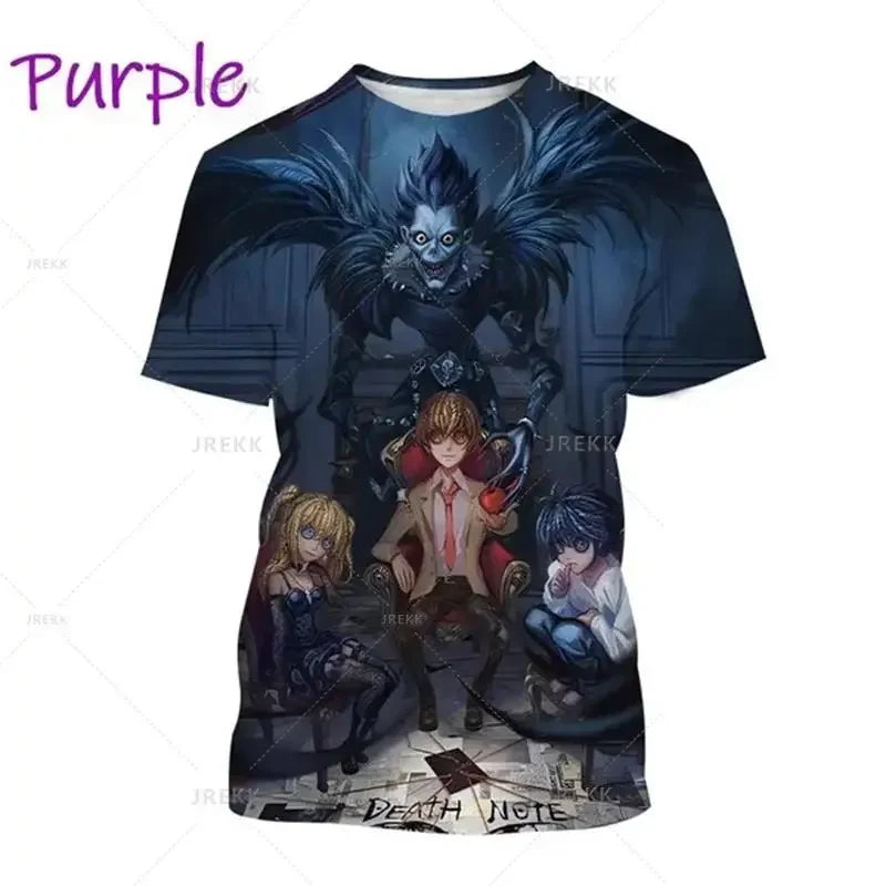 T-shirt d'été imprimé en 3D Death Note