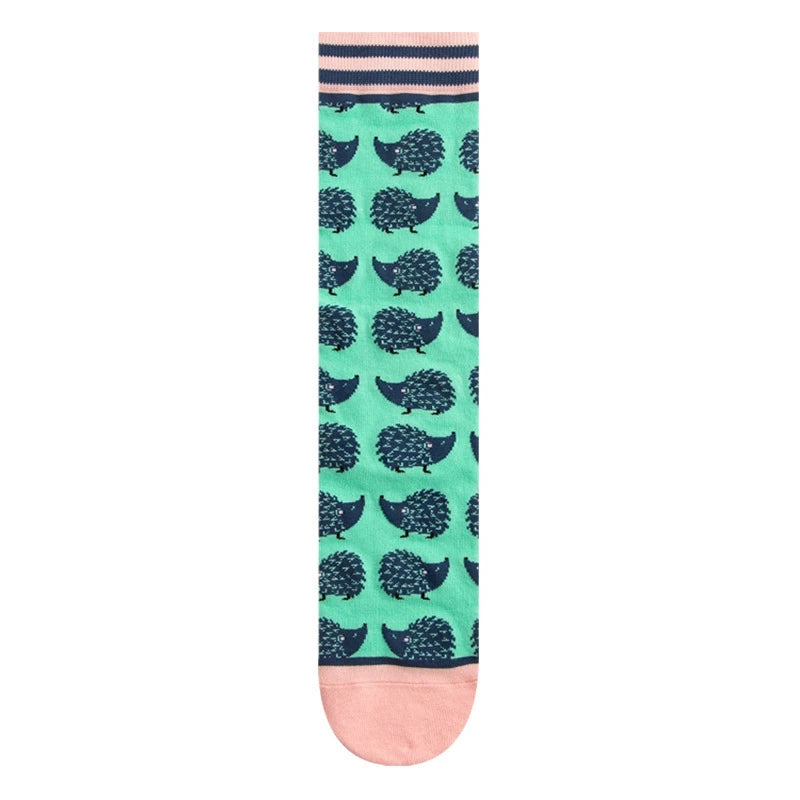 Modische bunte Pflanzen- und Igelsocken – Frühlings-Herbst-Baumwollsocken