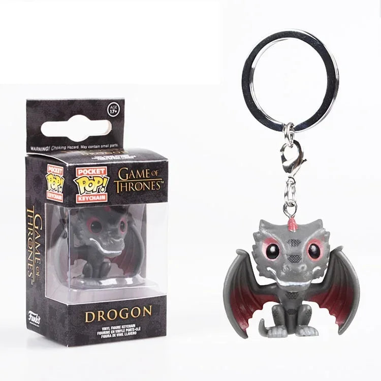 FUNKO pop Film TV Jeu de Jon Snow Daenerys Davos Ghost Night King Porte-clés Figure Modèle Jouets à collectionner