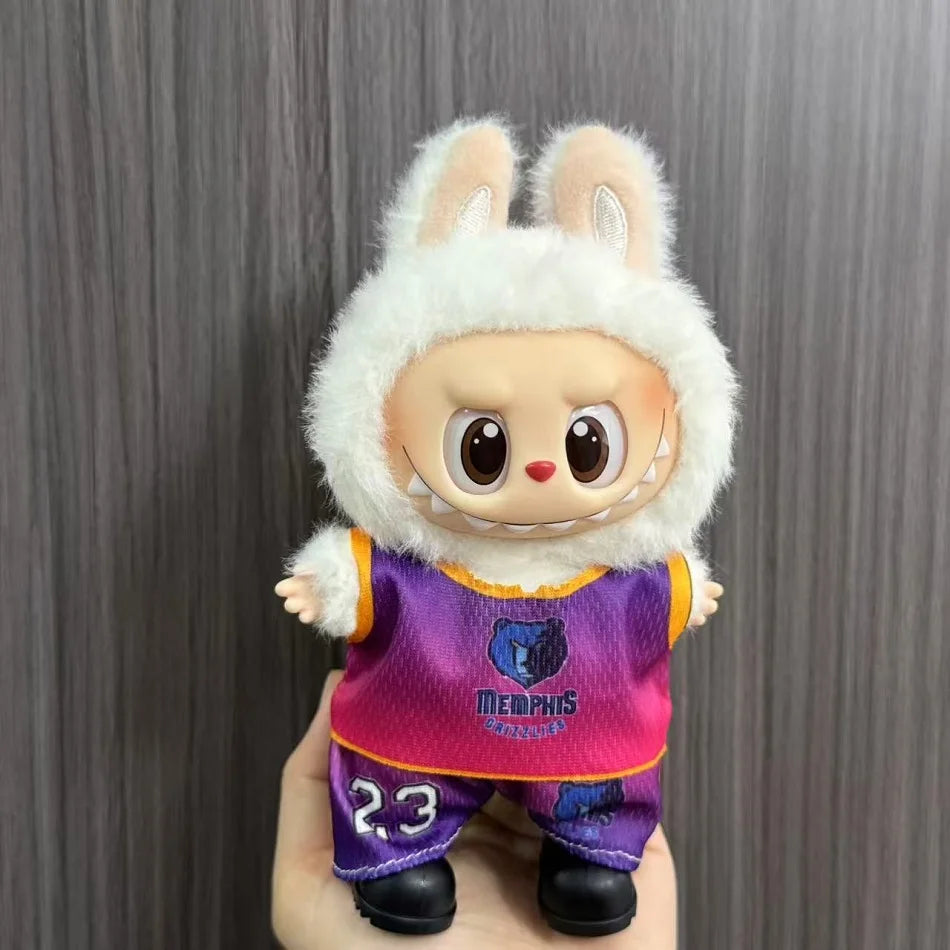 Anime Labubu Puppe Kleidung Fußball Basketball Trikots Labubu Idol V1 V2 Puppen Kleidung Zubehör 15/17 cm Plüsch Puppe Universal