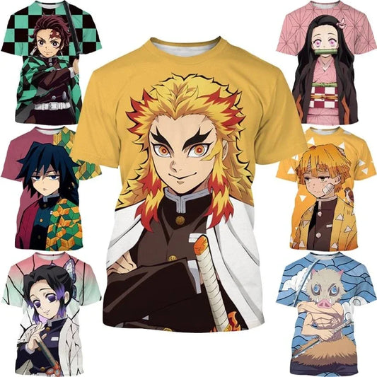 Chemise De Manga Courte Avec Estampado 3D De Anime Demon Slayer, Kimetsu No Yaiba, Kamado, Nezuko, Kochou, Shinobu