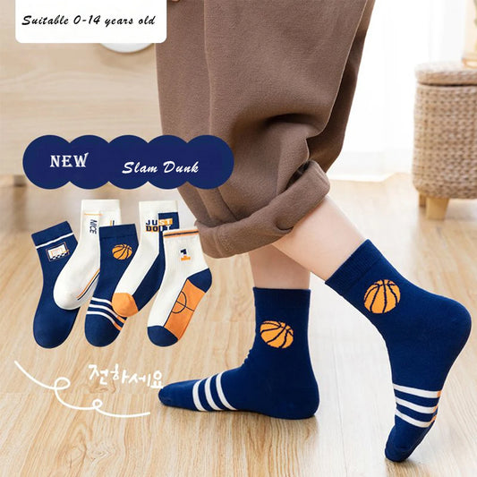 5 Paar Baumwoll-Mittelschlauchsocken für Jungen – Atmungsaktive und bequeme Sportsocken (1–14 Jahre)
