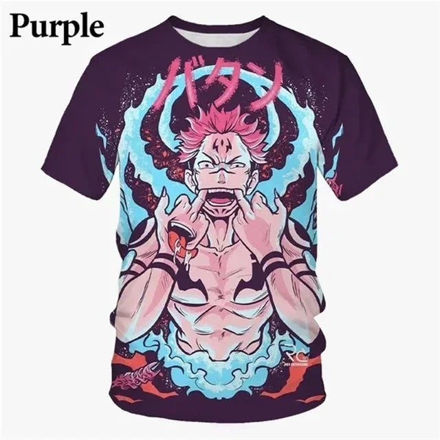 T-shirt imprimé en 3D Jujutsu Kaisen T-shirt d'été décontracté avec dessin animé