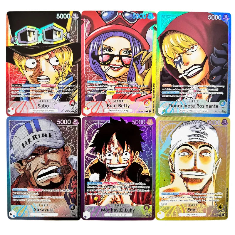Anime One Piece OPCG English Leader Luffy Sabo Zoro Nami Law Game Anime Collection Cards
