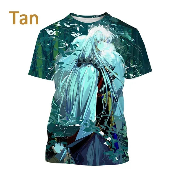 T-shirt imprimé 3D Inuyasha style anime d'été Harajuku décontracté