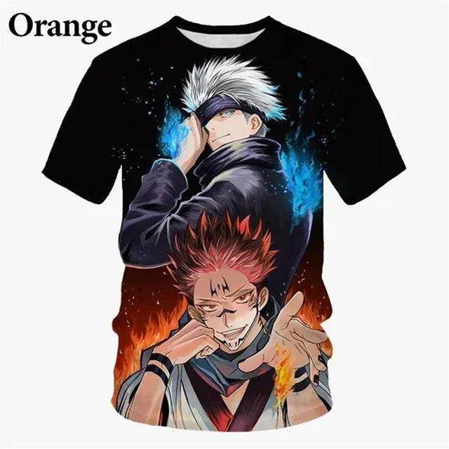 T-shirt imprimé en 3D Jujutsu Kaisen T-shirt d'été décontracté avec dessin animé