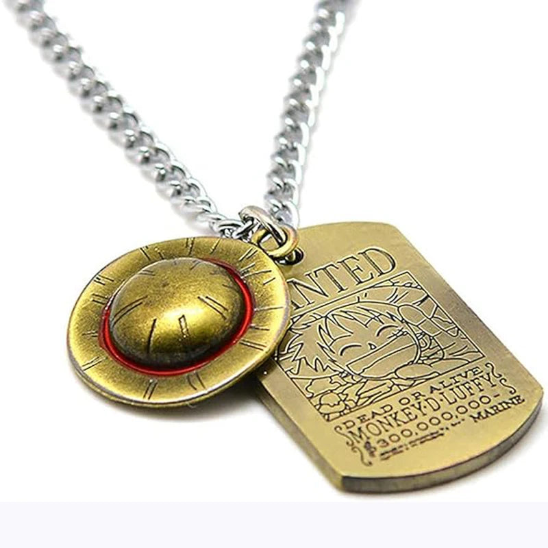 One Piece Luffy Skeleton Necklace – Straw Hat Pirates Rope Chain Pendant, Anime Cosplay for Men