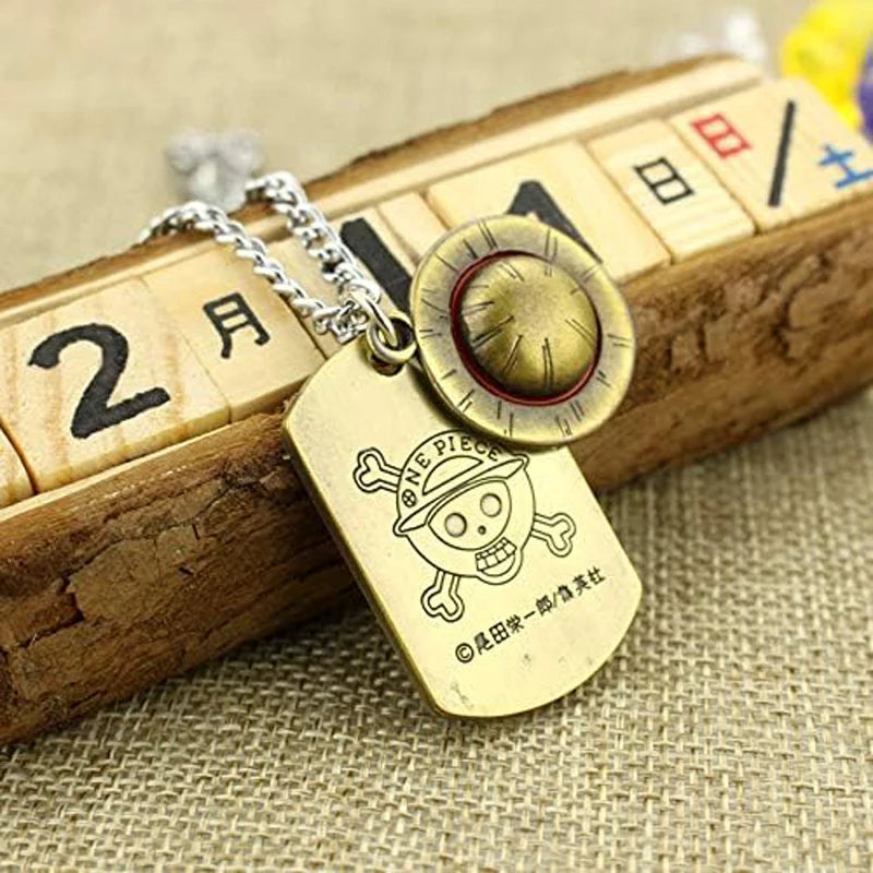 One Piece Luffy Skeleton Necklace – Straw Hat Pirates Rope Chain Pendant, Anime Cosplay for Men