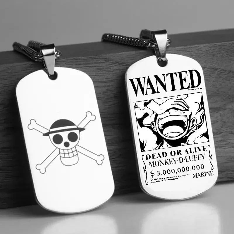 One Piece Wanted Poster Necklace Pendant - Luffy & Zoro Metal Charms | Unisex Jewelry & Gifts