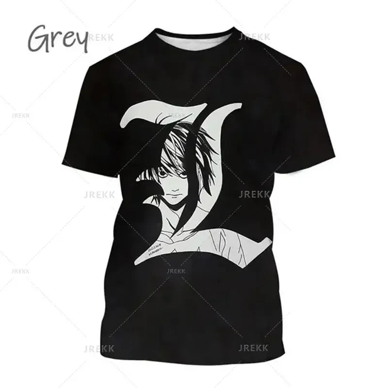 T-shirt d'été imprimé en 3D Death Note