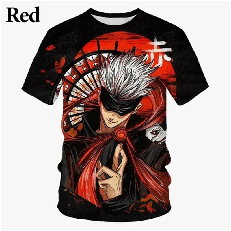 T-shirt imprimé en 3D Jujutsu Kaisen T-shirt d'été décontracté avec dessin animé