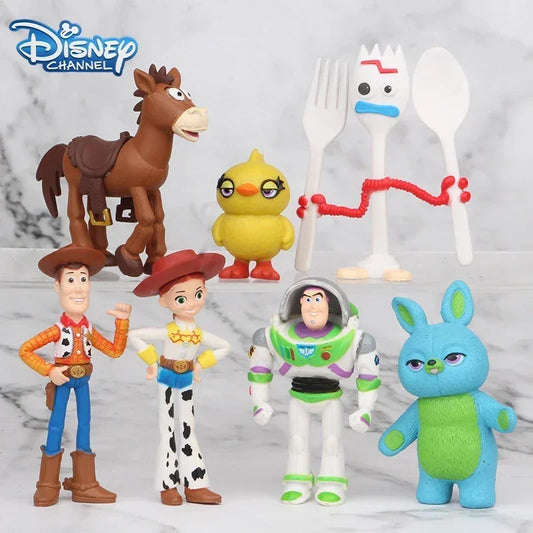 7PCS Disney Toy Story 4 Action Figur Spielzeug Woody Jessie Buzz Lightyear Forky Schwein Bär Cosplay