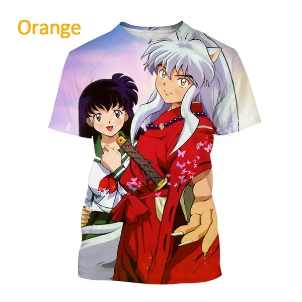 T-shirt imprimé 3D Inuyasha style anime d'été Harajuku décontracté