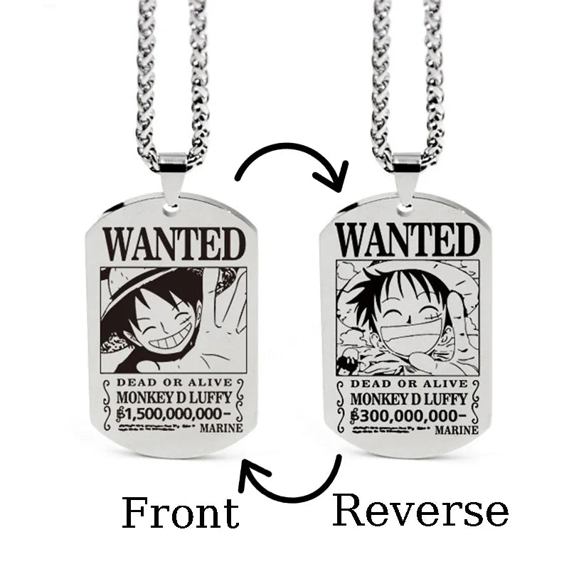 One Piece Wanted Poster Necklace Pendant - Luffy & Zoro Metal Charms | Unisex Jewelry & Gifts