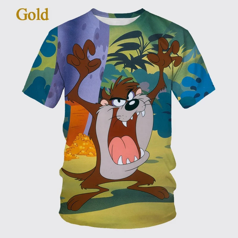 T-shirt classique à col rond avec motif de dessin animé 3D