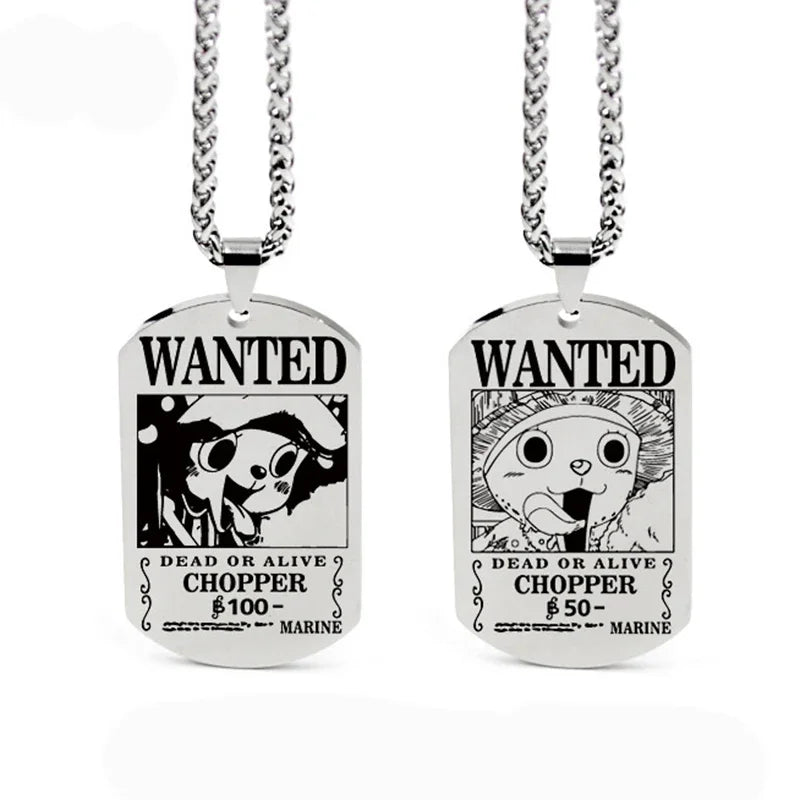 One Piece Wanted Poster Necklace Pendant - Luffy & Zoro Metal Charms | Unisex Jewelry & Gifts