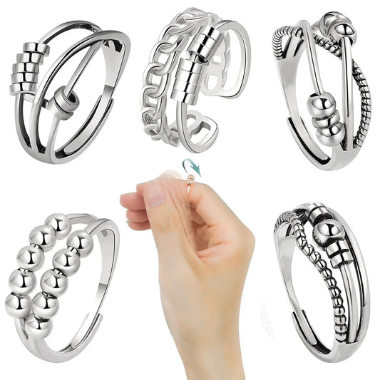 Bague anti-stress et anti-anxiété SMJEL - Bijou rotatif réglable pour femme | Cadeaux de détente et de style