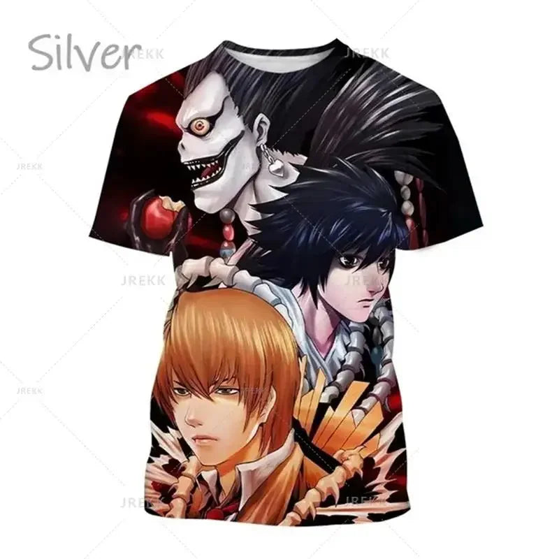 T-shirt d'été imprimé en 3D Death Note