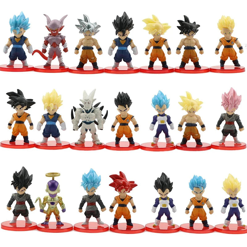 Figurine d'action Anime Dragon Ball Super Saiyan Son Goku Modèle Cadeaux à collectionner 7 cm 21 pièces dans un ensemble