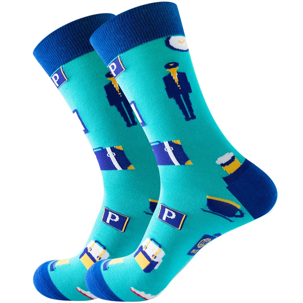 Neue lange Tube-Socken aus gekämmter Baumwolle – Lustige Harajuku Skateboard Crew für Männer