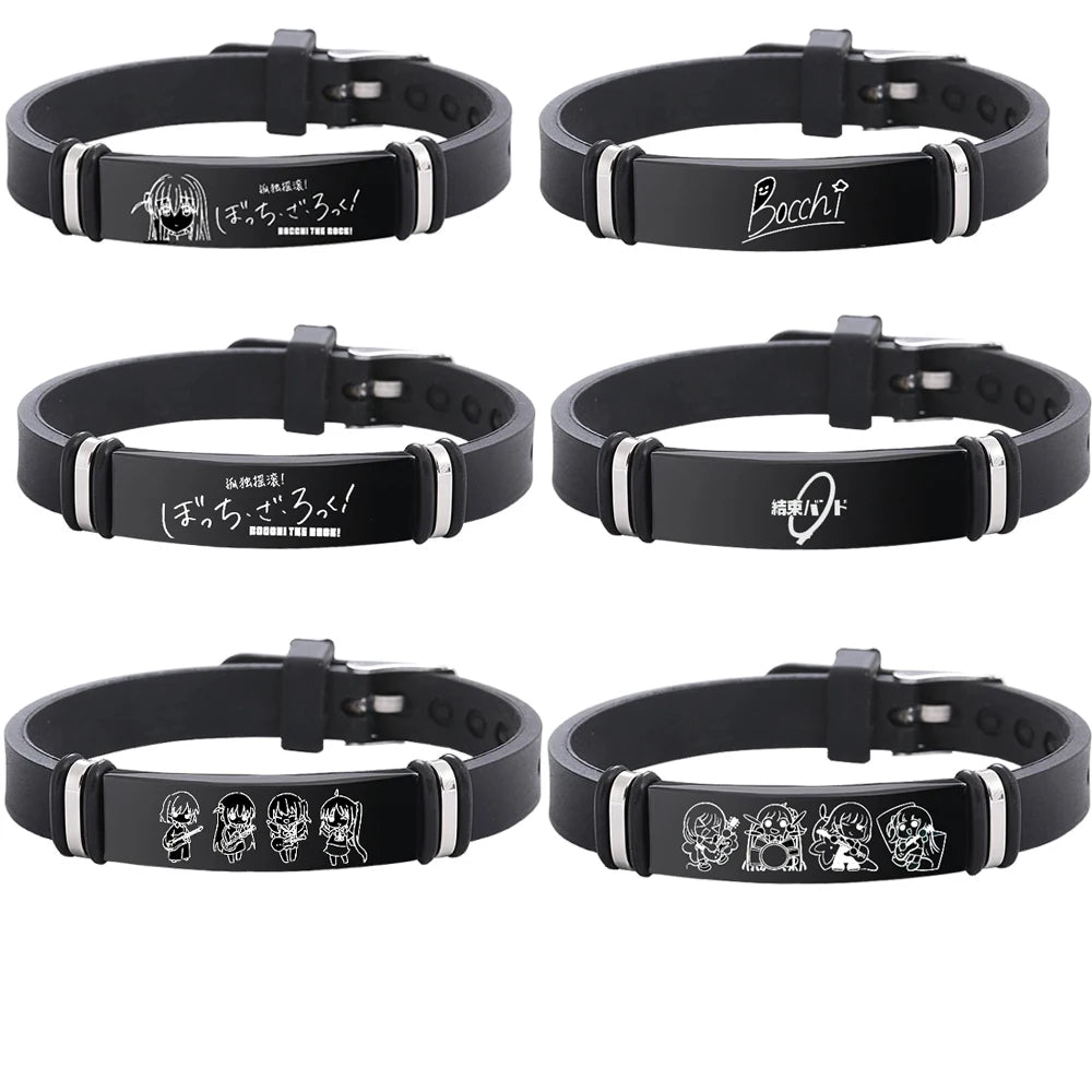 BOCCHI THE ROCK Anime Gotou Bracelets Stainless Steel Adjustable Wristband Jewellery for Men and Women Silicone Material