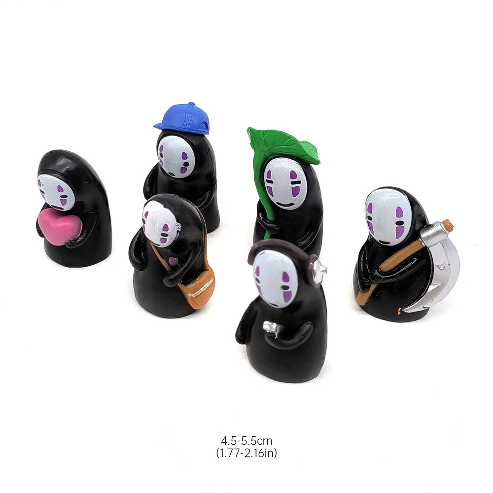 6pcs/set Anime Spirited Away No-Face Man Figure Model Toy New