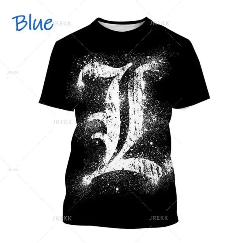 T-shirt d'été imprimé en 3D Death Note