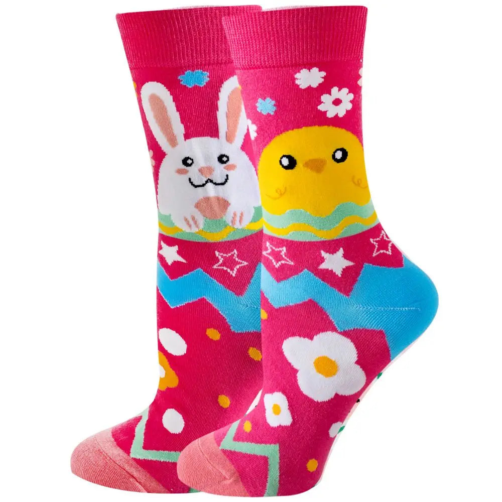 Modische bunte Pflanzen- und Igelsocken – Frühlings-Herbst-Baumwollsocken