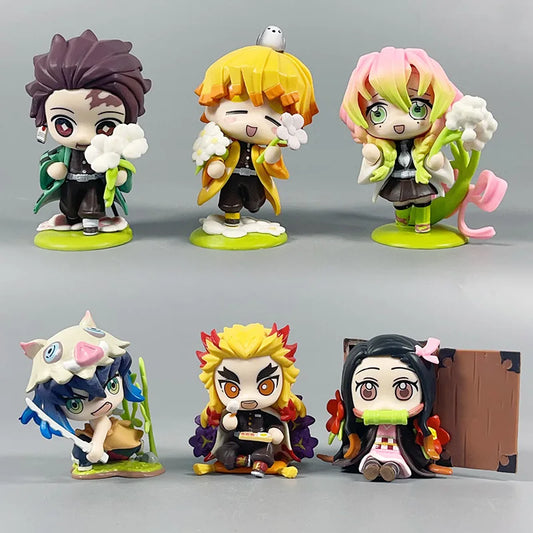 Figurines de dessin animé Demon Slayer, 9cm, Tanjirou Nezuko Zenitsu Kyoujurou Kanroji, jouets d'action