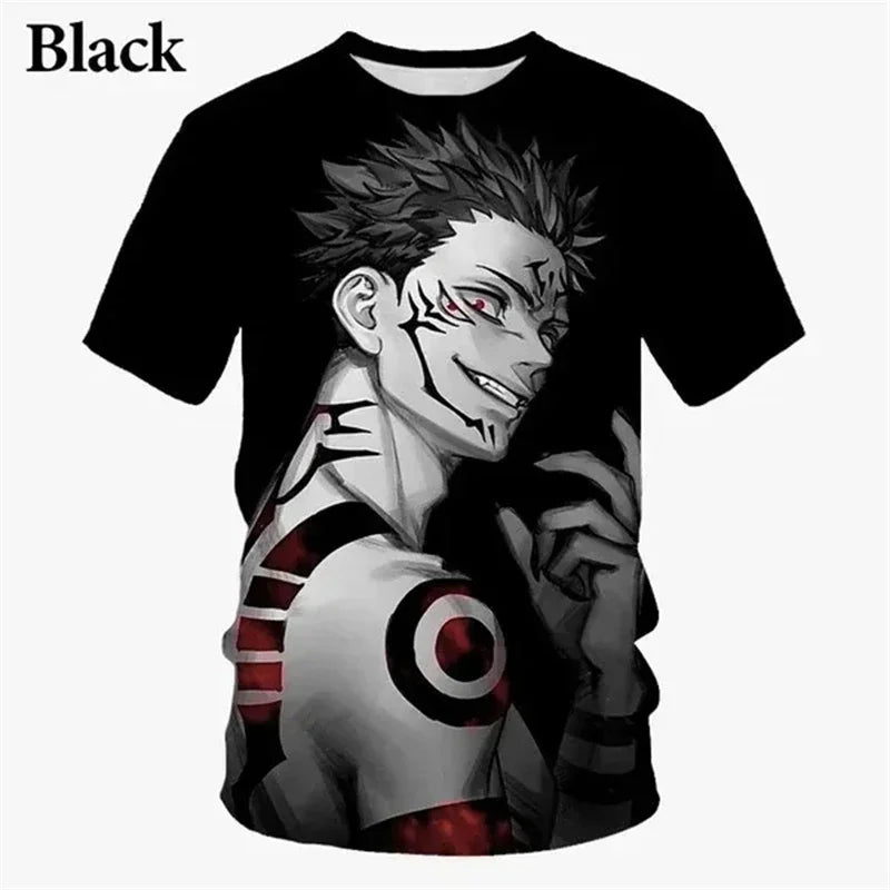 T-shirt imprimé en 3D Jujutsu Kaisen T-shirt d'été décontracté avec dessin animé