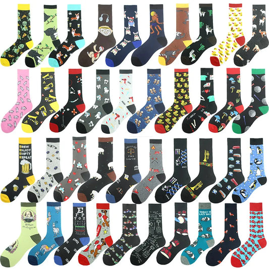 Fröhliche, lustige Unisex-Socken – Medizinische Zähne und Schafmuster, Hip-Hop-Skateboard-Stil