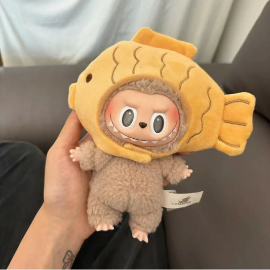 Labubu Vinyl-Kleidung, Plüschpuppe, Blindbox, 17 cm, Anhänger, Taiyaki, Bjd, Kopfbedeckung, Zubehör, Dekoration, Cartoon, niedliches modisches Spielzeug