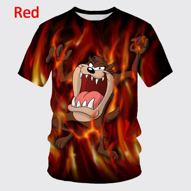 T-shirt classique à col rond avec motif de dessin animé 3D