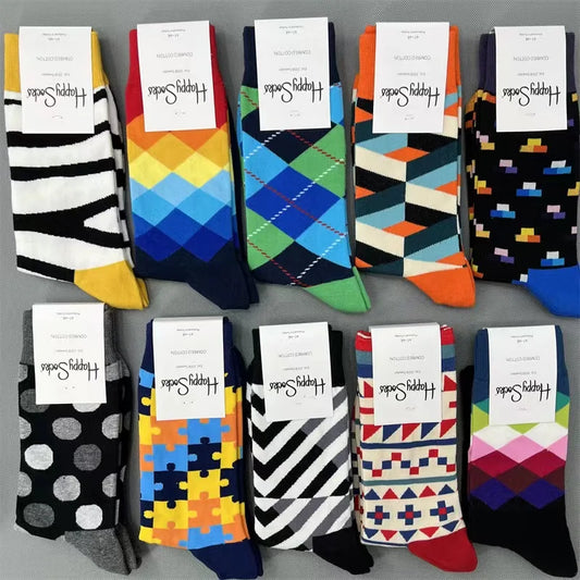 Diamond Check Happy Socks für Herren – Geometrische Sportsocken aus Baumwolle (Größe 41–46)