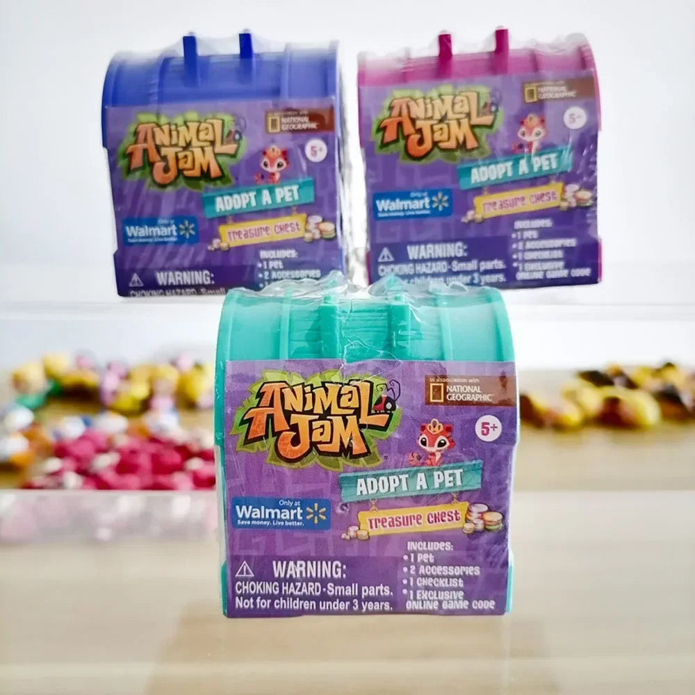 Animal Jam Adopt A Pet Treasure Chest Blind Box Toy Model Anime Figures Collect Ornaments