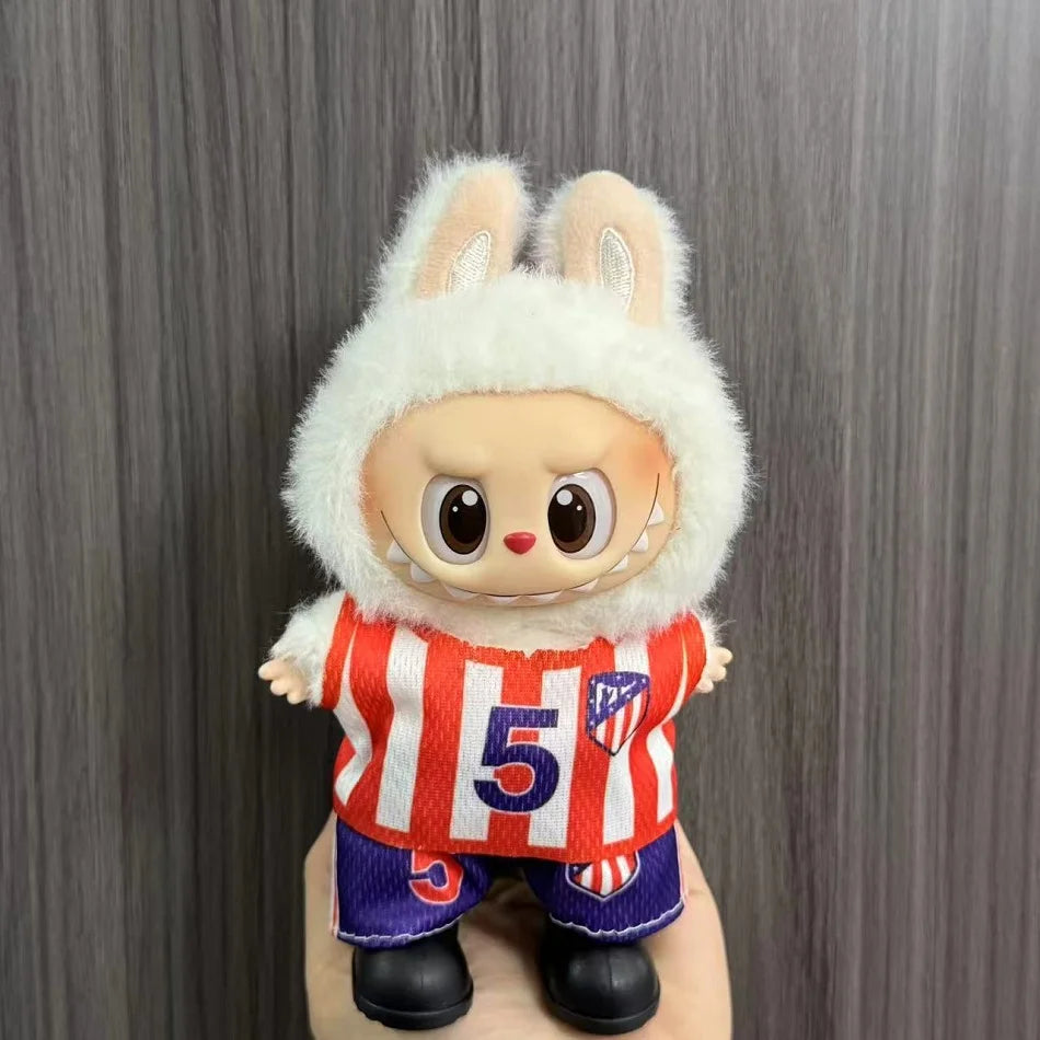Anime Labubu Puppe Kleidung Fußball Basketball Trikots Labubu Idol V1 V2 Puppen Kleidung Zubehör 15/17 cm Plüsch Puppe Universal