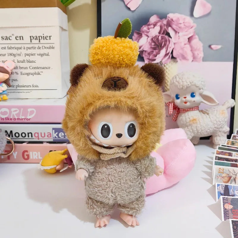 Labubu Vinyl-Kleidung, Plüschpuppe, Blindbox, 17 cm, Anhänger, Taiyaki, Bjd, Kopfbedeckung, Zubehör, Dekoration, Cartoon, niedliches modisches Spielzeug