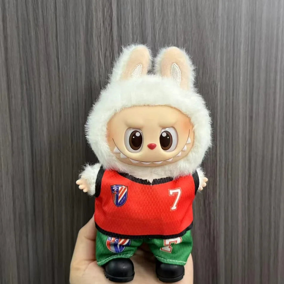 Anime Labubu Puppe Kleidung Fußball Basketball Trikots Labubu Idol V1 V2 Puppen Kleidung Zubehör 15/17 cm Plüsch Puppe Universal