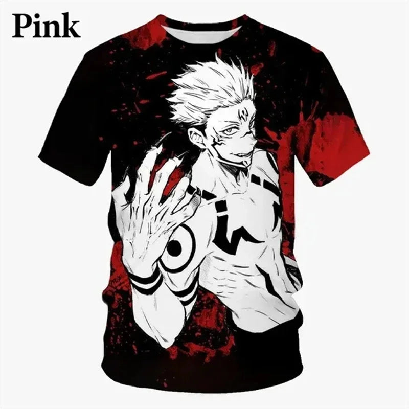 T-shirt imprimé en 3D Jujutsu Kaisen T-shirt d'été décontracté avec dessin animé
