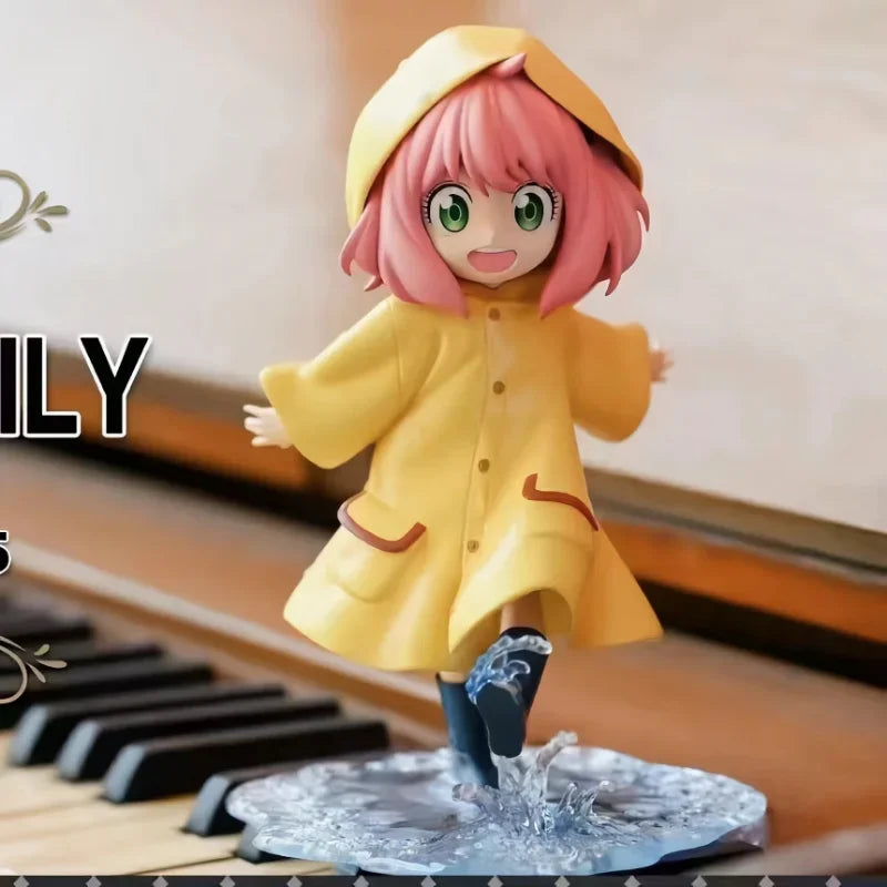 12.5cm Spy x Family Anya Forger Raincoat Figure – Cute PVC Collectible Model Doll
